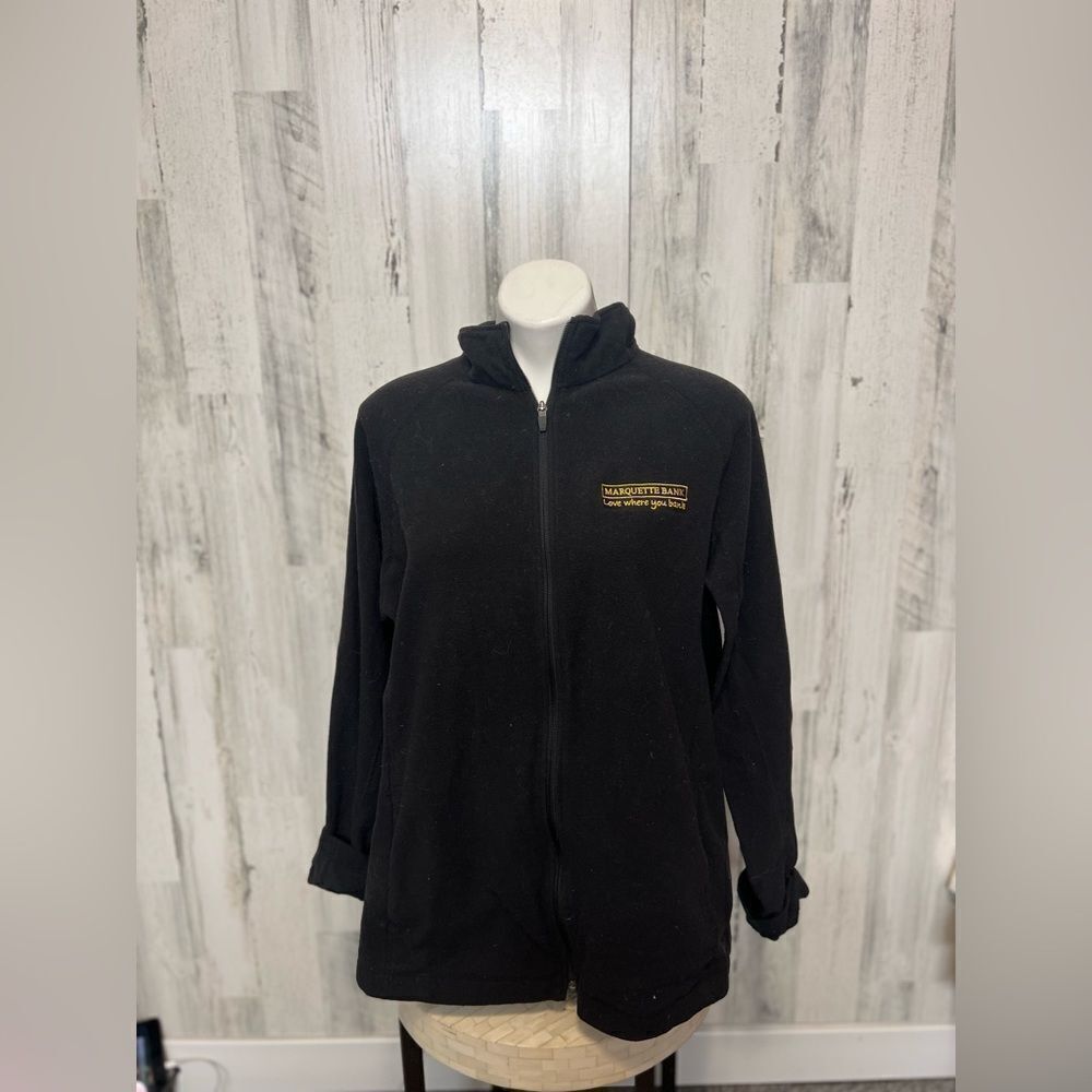 Lands’ End Outfitters Black Fleece Full Zip Jacket XL – Marquette Bank Logo